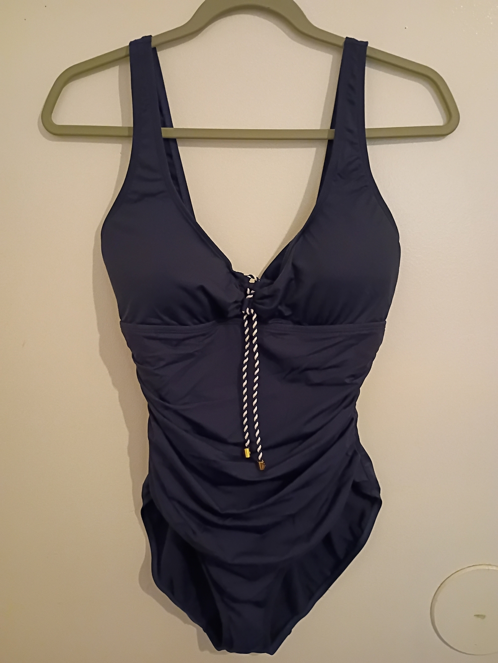 Lauren Ralph Lauren Navy One-Piece Swimsuit with Rope Tie Sz 10